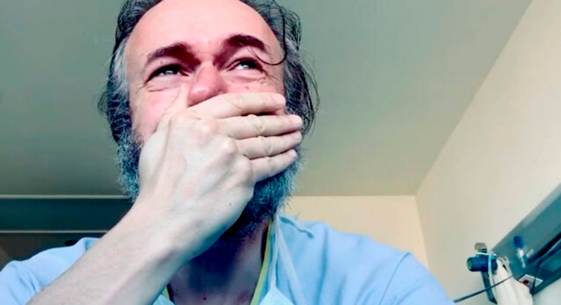 Lágrimas de emoción de Tristán Ulloa tras superar el coronavirus
