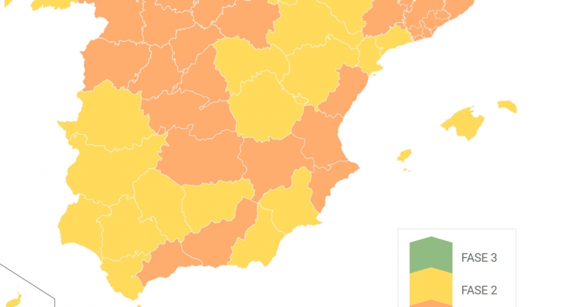 España en Fase 1 el lunes y el 47% en Fase 2: ¿en cuál está tu provincia? ¿Qué puedo hacer?
