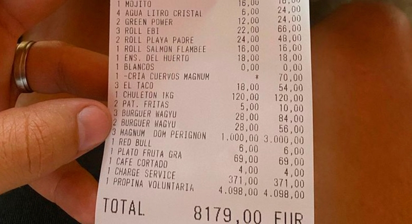 Zasca al que pagó 4.000 euros de una comida en Marbella y se quejó de los camareros