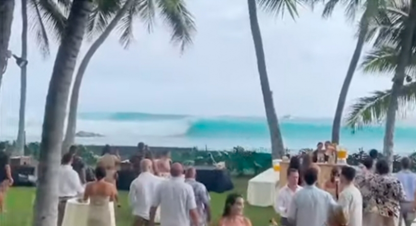 Viral | Ola gigante arruina un casamiento en Hawai