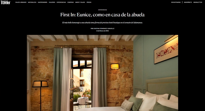 Eunice Hotel Gastronómico llena de lujo y belleza la prestigiosa revista Condé Nast Traveller