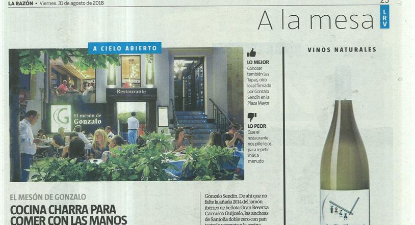El Mesón de Gonzalo, en el periódico La Razón