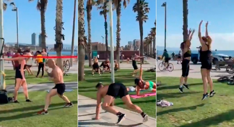 Precintado el 'gimnasio al aire libre' de la Barceloneta (Vídeo)