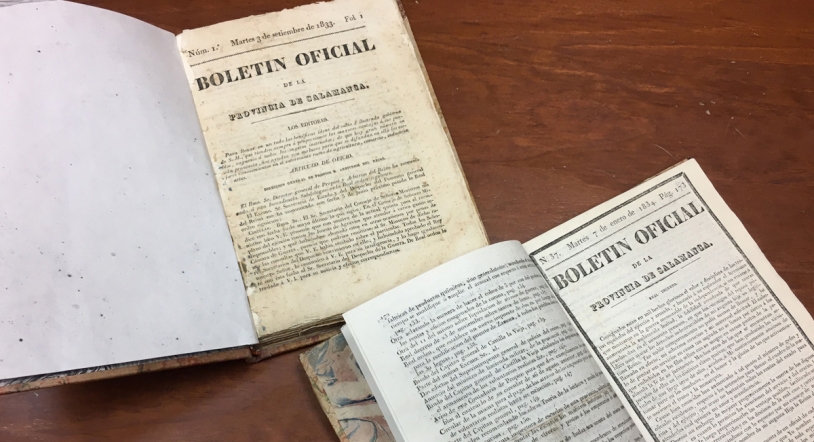 La Diputación recibe de un donante particular los 37 primeros números del Boletín Oficial de la Provincia del año 1833