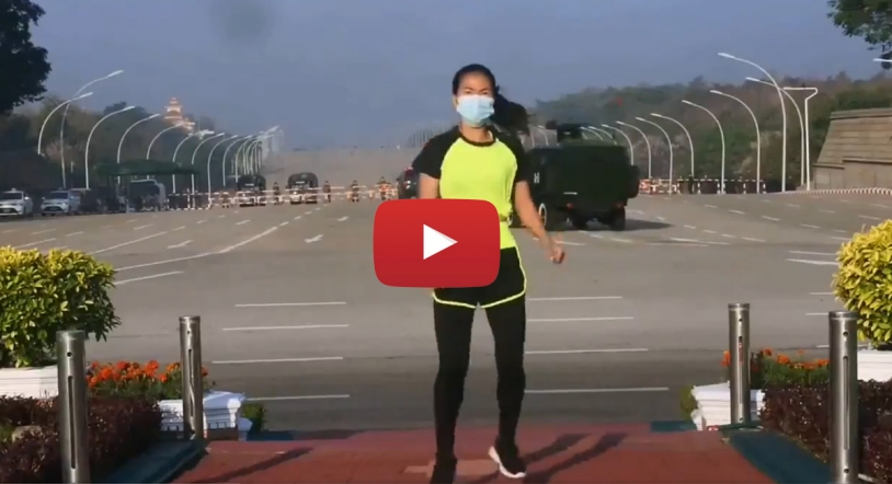 Vídeo viral: una profesora de aerobic filma sin querer el inicio del golpe de Estado en Birmania
