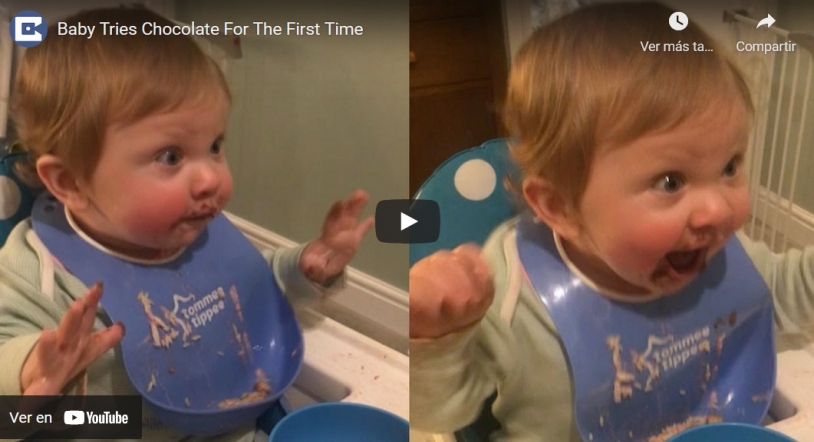 Bebé prueba chocolate por primera vez en su vida su reacción se vuelve viral