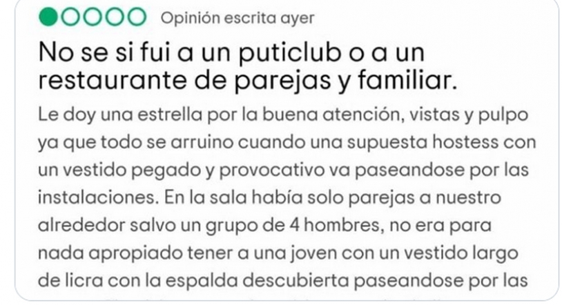 La reseña a un restaurante que indigna a las redes sociales
