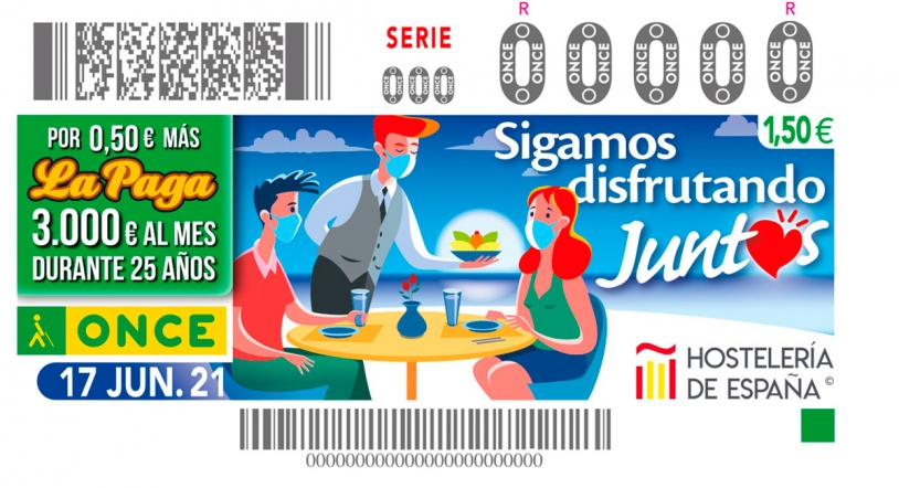 La ONCE dedica un cupón en apoyo a la hostelería salmantina para que 'Sigamos disfrutando juntos' 