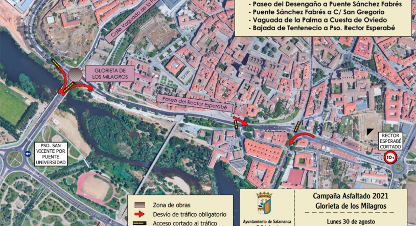 Desvíos por cortes de tráfico en la Ribera del río Tormes a partir de las 15 horas