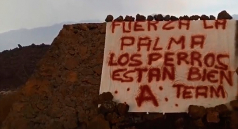 Descubren un cartel donde se vio por última vez a los perros de La Palma: "Están bien"