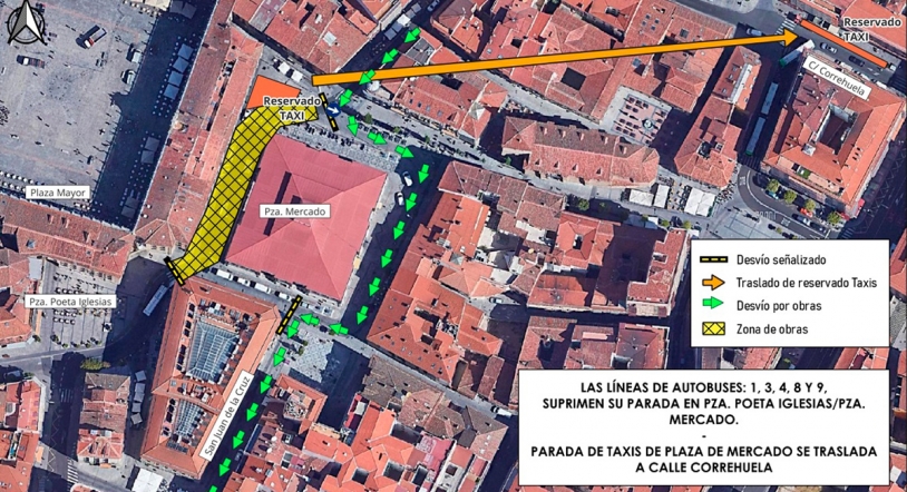 Cortes de tráfico en pleno centro de Salamanca por las obras de la plaza del Mercado