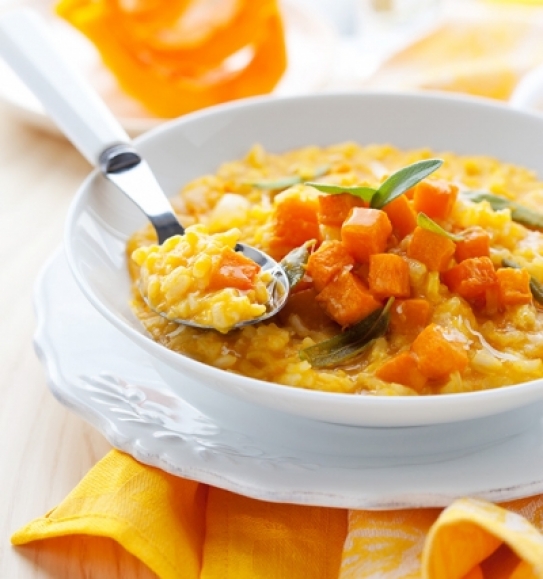 Risotto de calabaza con salvia y parmesano