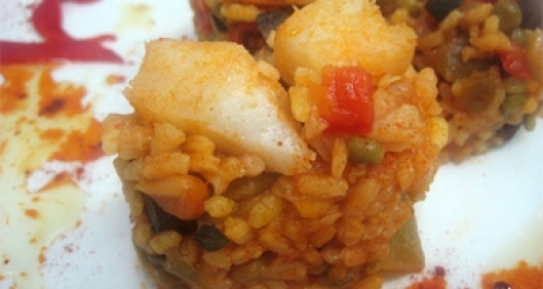 Arroz de verduritas y bacalao
