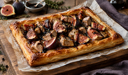 Hojaldre de higos, foie y reducción de Pedro Ximénez