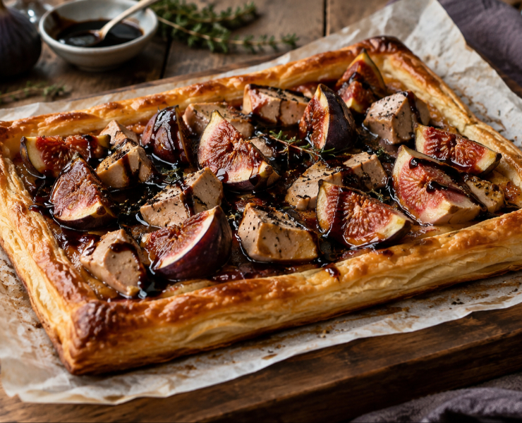 Hojaldre de higos, foie y reducción de Pedro Ximénez