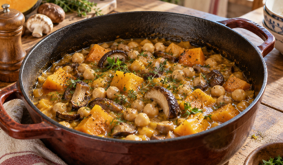 Garbanzos melosos con calabaza y setas