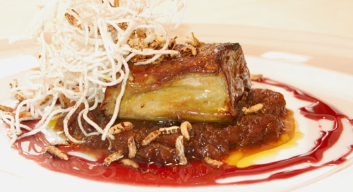Foie-gras a la plancha sobre chutney de pera, restaurante el Alquimista, Salamanca