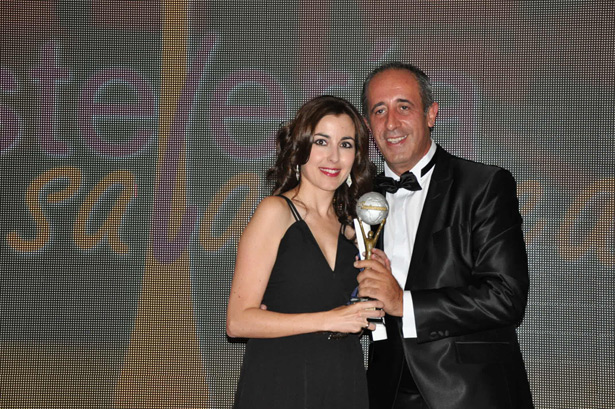 Eva González, directora de Hosteleriasalamanca.es junto al organizador de la Gala, Antonio Queijeiro
